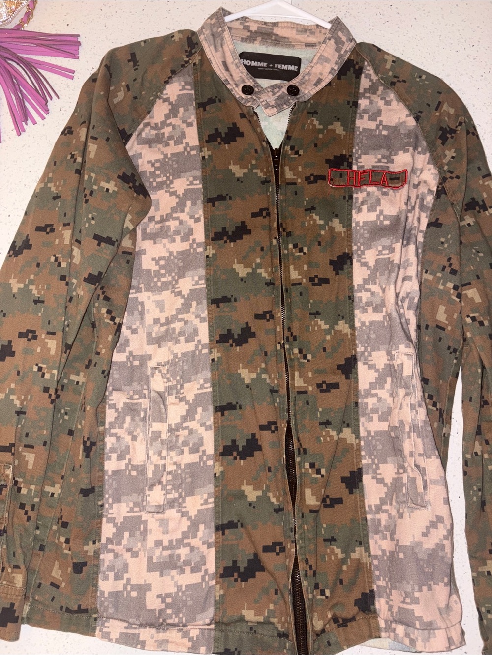 Homme + Femme Camouflage Military Field Jacket - Green/Tan
